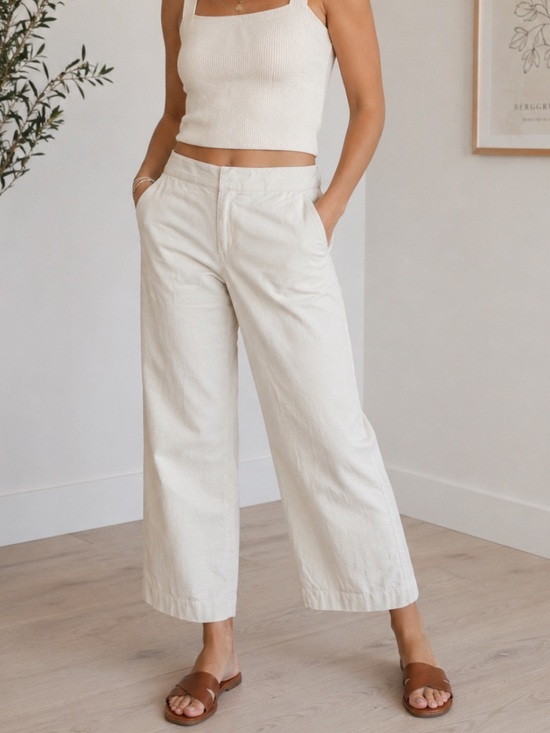Old Navy Pants - Old Navy Linen Blend Capri Pants Size 6 Cream Cropped Resort Coastal Preppy